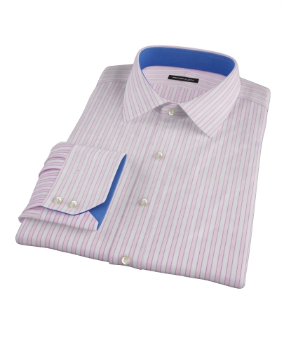 Madison Wrinkle-Resistant Pink Wide Stripe Men's Dress Shirt 