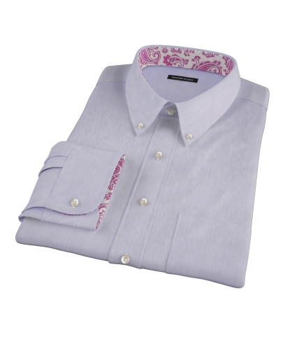 Albini Purple Superfine Stripe Fitted Dress Shirt 