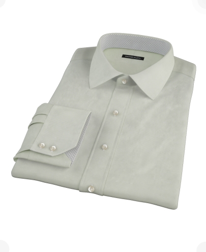 Soft Green Basketweave Custom Dress Shirt 