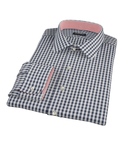 Dark Navy Gingham Men's Dress Shirt 