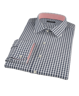Dark Navy Gingham Men's Dress Shirt 