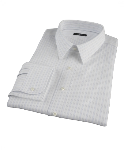 Blue and Green Stripe Fitted Dress Shirt 