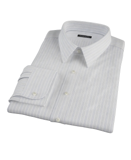 Blue and Green Stripe Fitted Dress Shirt 
