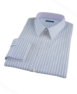 Madison Wrinkle-Resistant Light Blue Wide Stripe Fitted Dress Shirt 
