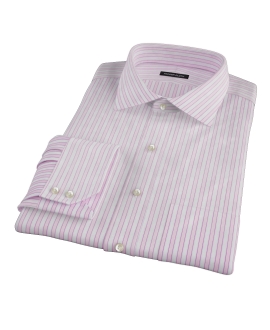 Madison Wrinkle-Resistant Pink Wide Stripe Fitted Dress Shirt 