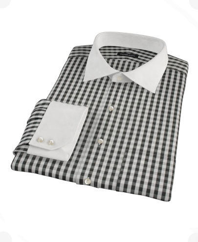 Black Classic Gingham Men's Dress Shirt 
