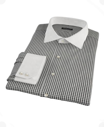 Small Black Gingham Custom Dress Shirt 