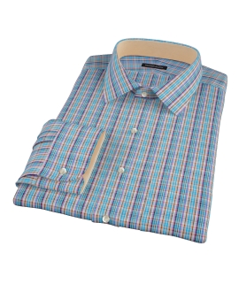 Blue and Orange Tartan Men's Dress Shirt 