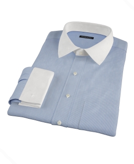 Albini Blue Fine Stripe Fitted Dress Shirt 