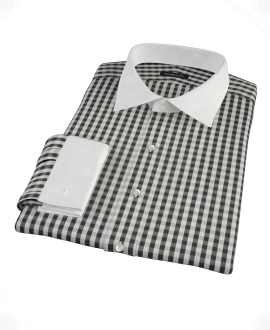 Black Classic Gingham Men's Dress Shirt 
