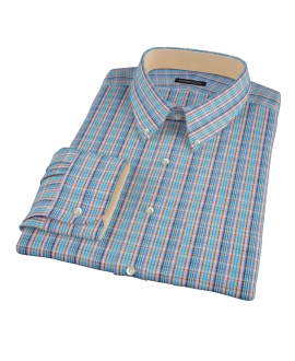 Blue and Orange Tartan Men's Dress Shirt 