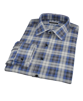 Blue and Charcoal Large Plaid Fitted Shirt 