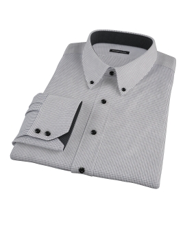 Black Small Grid Fitted Dress Shirt 
