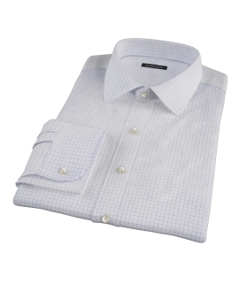 Albini Lavender Blue Tattersall Twill Fitted Shirt 