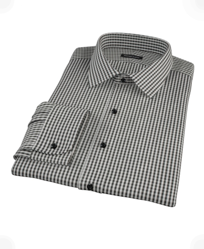 Small Black Gingham Custom Made Shirt 