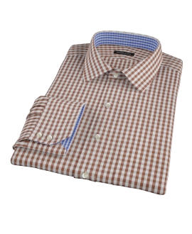 Clove Brown Gingham Men's Dress Shirt 