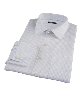 Albini Lavender Blue Tattersall Twill Fitted Dress Shirt 