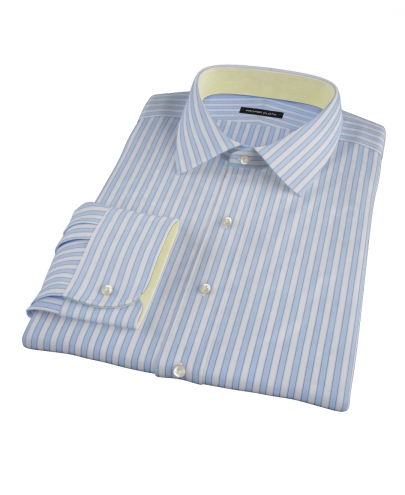 Madison Wrinkle-Resistant Light Blue Wide Stripe Fitted Dress Shirt 