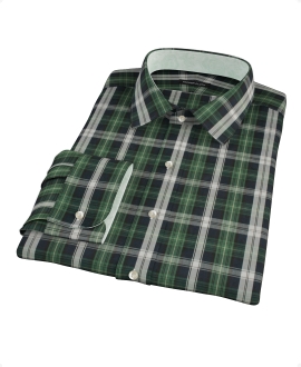 Green Navy Plaid Check Dress Shirt 