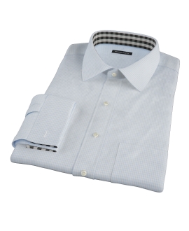 100s Pale Blue Mini Gingham Dress Shirt 
