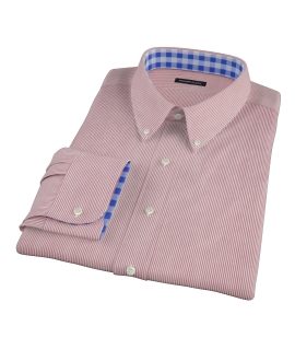 100s Red University Stripe Men's Dress Shirt 