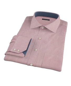 100s Red University Stripe Fitted Dress Shirt 