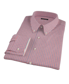 Red and Navy Mini Gingham Custom Made Shirt 