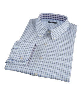 Light Blue and Blue Mini Gingham Men's Dress Shirt 