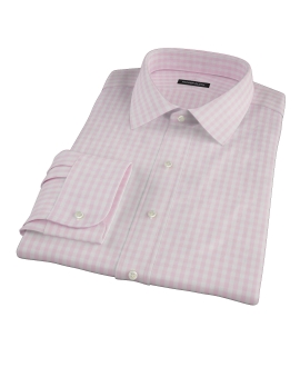 Pale Pink Gingham Fitted Dress Shirt 