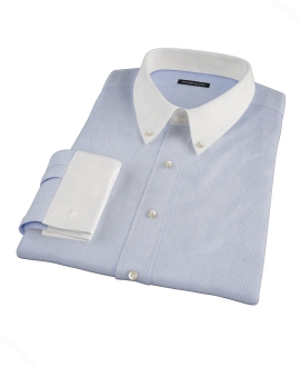 Light Blue and White Bordered Stripe Dress Shirt 