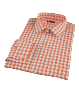 Orange Large Gingham Men's Dress Shirt 
