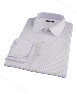 Albini Lavender Satin Stripe Fitted Dress Shirt 