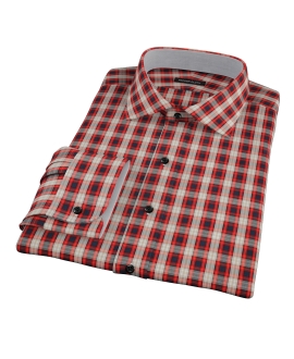 Mandarin Orange Plaid Fitted Shirt 