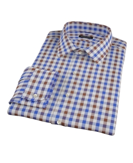 Blue and Brown Large Gingham Custom Dress Shirt 