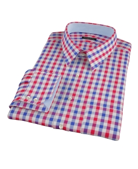 Red and Blue Large Gingham Custom Dress Shirt 