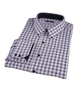 Eggplant Large Gingham Custom Dress Shirt 