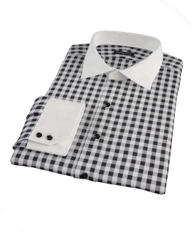 Black Large Gingham Tailor Made Shirt 