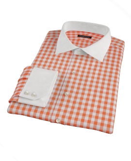 Orange Large Gingham Men's Dress Shirt 