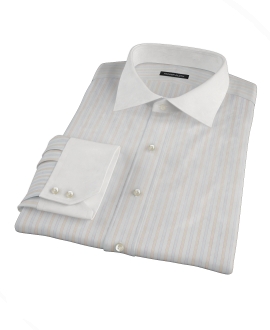 Blue and Orange Stripe Men's Dress Shirt 
