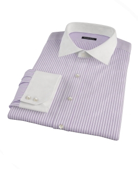 Greenwich Lavender Bordered Stripe Custom Dress Shirt 