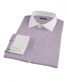 Lavender and Brown Mini Gingham Fitted Shirt 