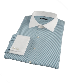 100s Dark Green Mini Gingham Custom Dress Shirt 