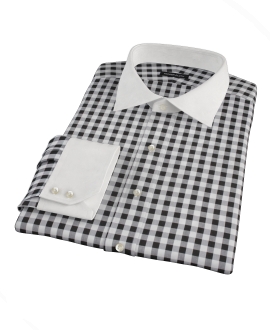 Black Large Gingham Fitted Dress Shirt 