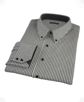 Small Black Gingham Men's Dress Shirt 