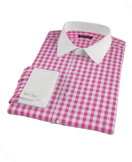 Pink Large Gingham Fitted Dress Shirt 