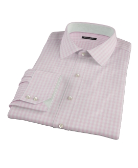 Pale Pink Gingham Fitted Dress Shirt 