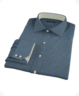 Navy Yellow Tartan Fitted Shirt 