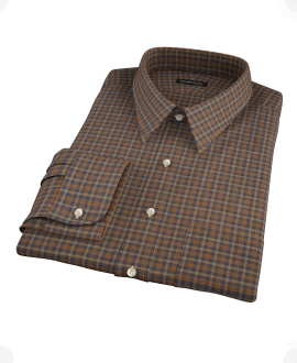 Brown Tartan Fitted Shirt 