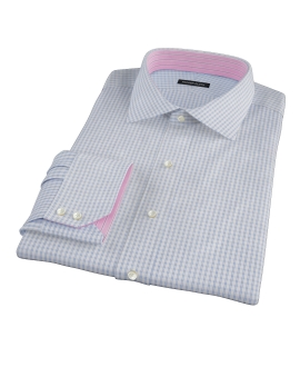 Greenwich Light Blue Grid Custom Dress Shirt 