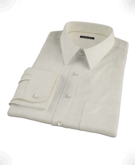 Ecru Pinpoint Fitted Shirt 